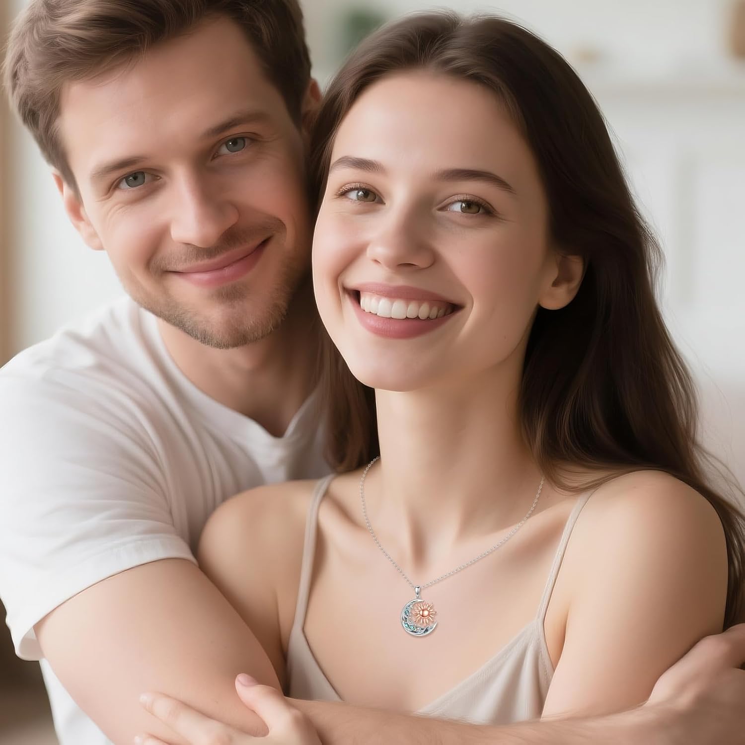 Sun and Moon Necklace 925 Sterling Silver Sun Moon Pendant Necklace for Women - Image 5