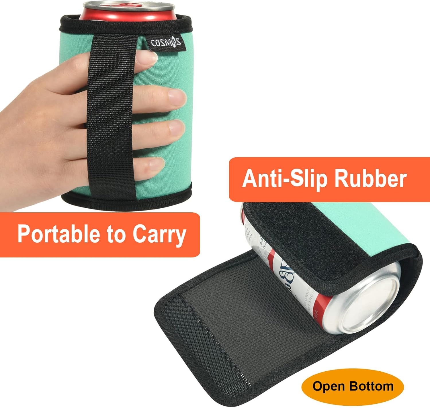 Cosmos 3 Pcs Soft Neoprene Can Cooler Sleeve Anti-Slip Insulator Soda Can Cover Sleeve with Handle Grip fits 12 Oz Standard Size Drink Can for Beverage Beer Can - Image 2
