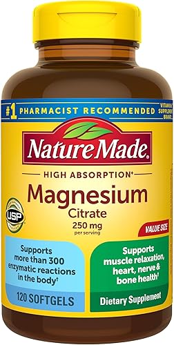 Nature Made Softgels citrato de magnesio 250 mg 120 cuentas para soporte de nutriciĂłn los envases pueden variar Nature Made Softgels citrato de magnesio 250 mg 120 cuentas para soporte de nutriciĂłn los envases pueden variar