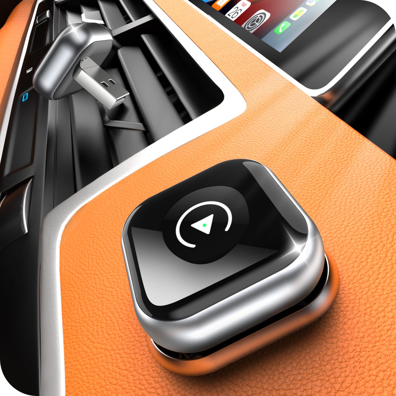 Adattatore CarPlay wireless SOLO per Apple CarPlay Cablato installato In Fabbrica & iOS 10+ – Converte Car Play Cablato in Wireless – USB C/A Plug & Play, Super Mini, Connessione Bluetooth Stabile