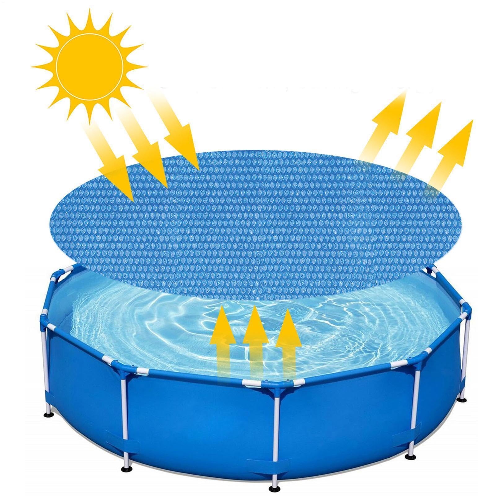 Pokrywa Solarna Basenu Okrągła osłona bąbelkowa do wanny | Wytrzymałe Przykrycie Basenowe Do Domu oraz Przydomowego Ogrodu, Ogrodu, Tarasu, Wanny, Spa, Kempingu, a także na Świeżym