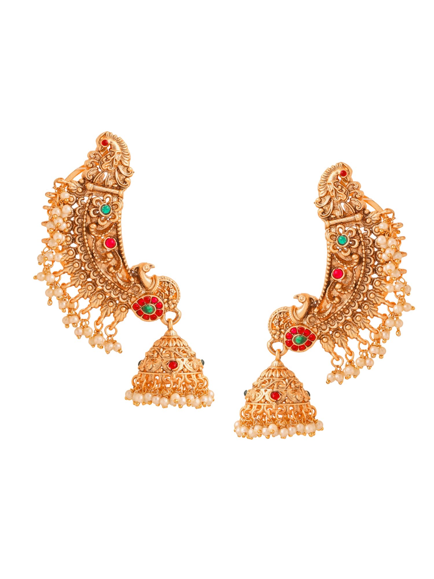 Earrings for Women and Girls Traditional Chandbali Earrings Gold Plated | Beads Drop Temple Earrings | Birthday Gift for girls and women Anniversary Gift for Wife-image-20