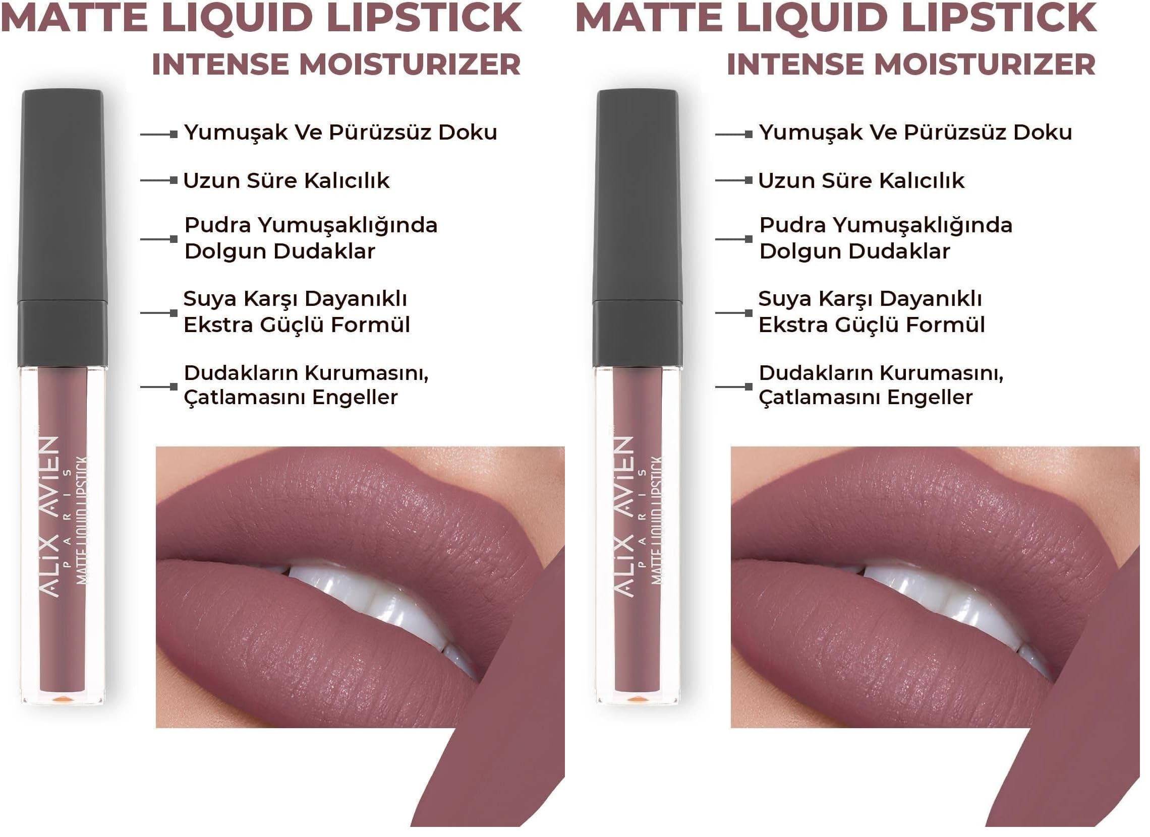 ALIX AVIEN Uzun Süre Kalıcı Kadifemsi Kuruma Yapmayan Mat Likit Ruj - Matte Liquid Lipstick 513 Dry Cranberry (2 paketi)