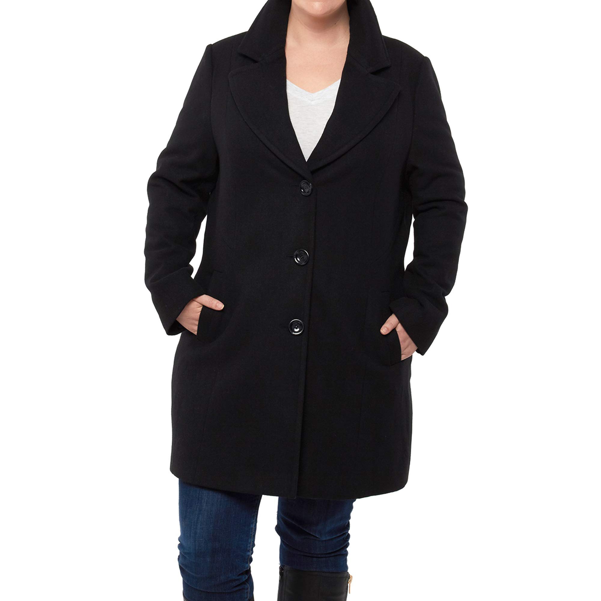 alpine swiss Alice Abrigo de lana de talla grande para mujer Abrigo clásico para caminar con solapa y muesca para mujer