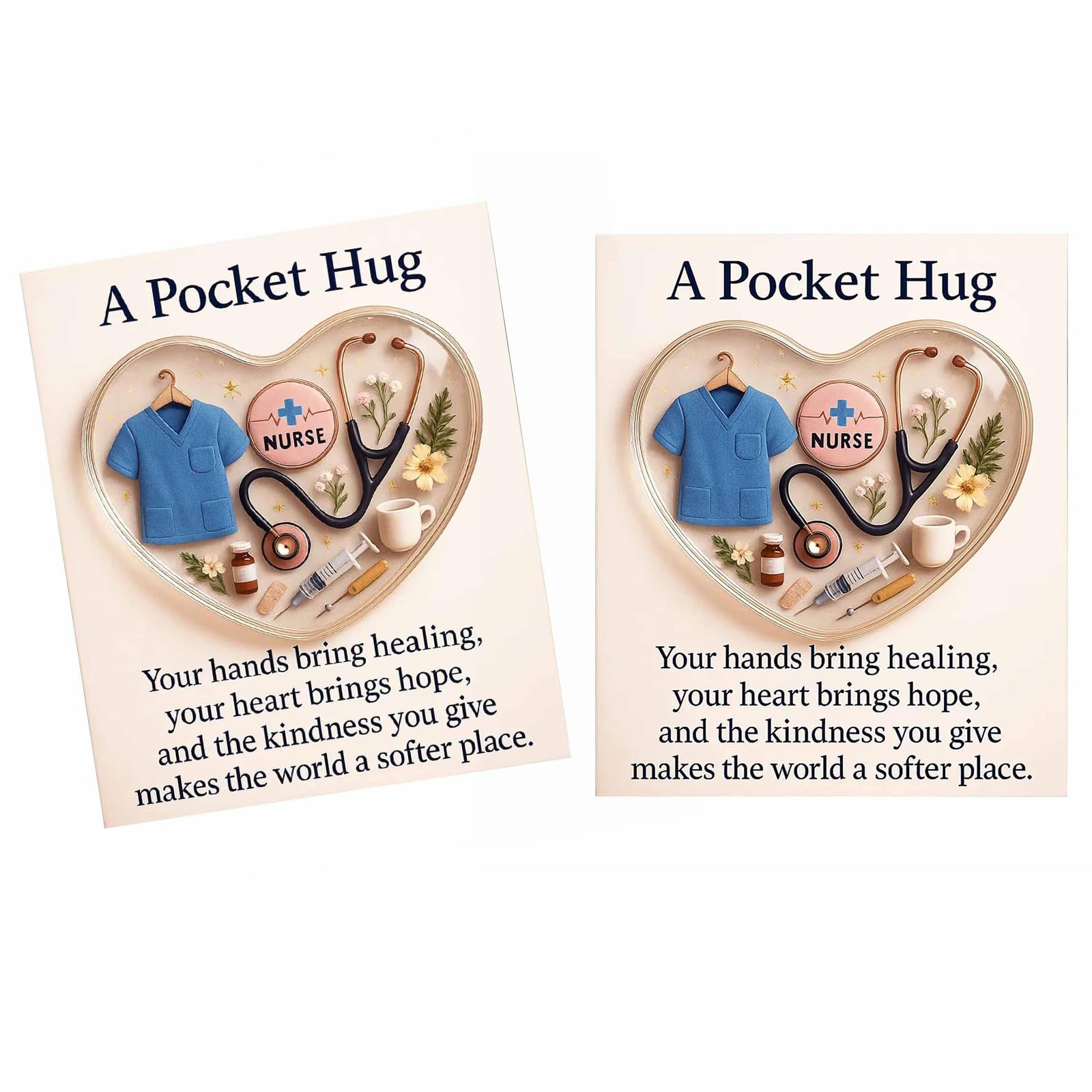Tsophreniq Transparency Acrylic Heart Pocket Hug Card for Nurses and Doctor Heart Shape Appreciation for Medicals Staff Acrylic Card