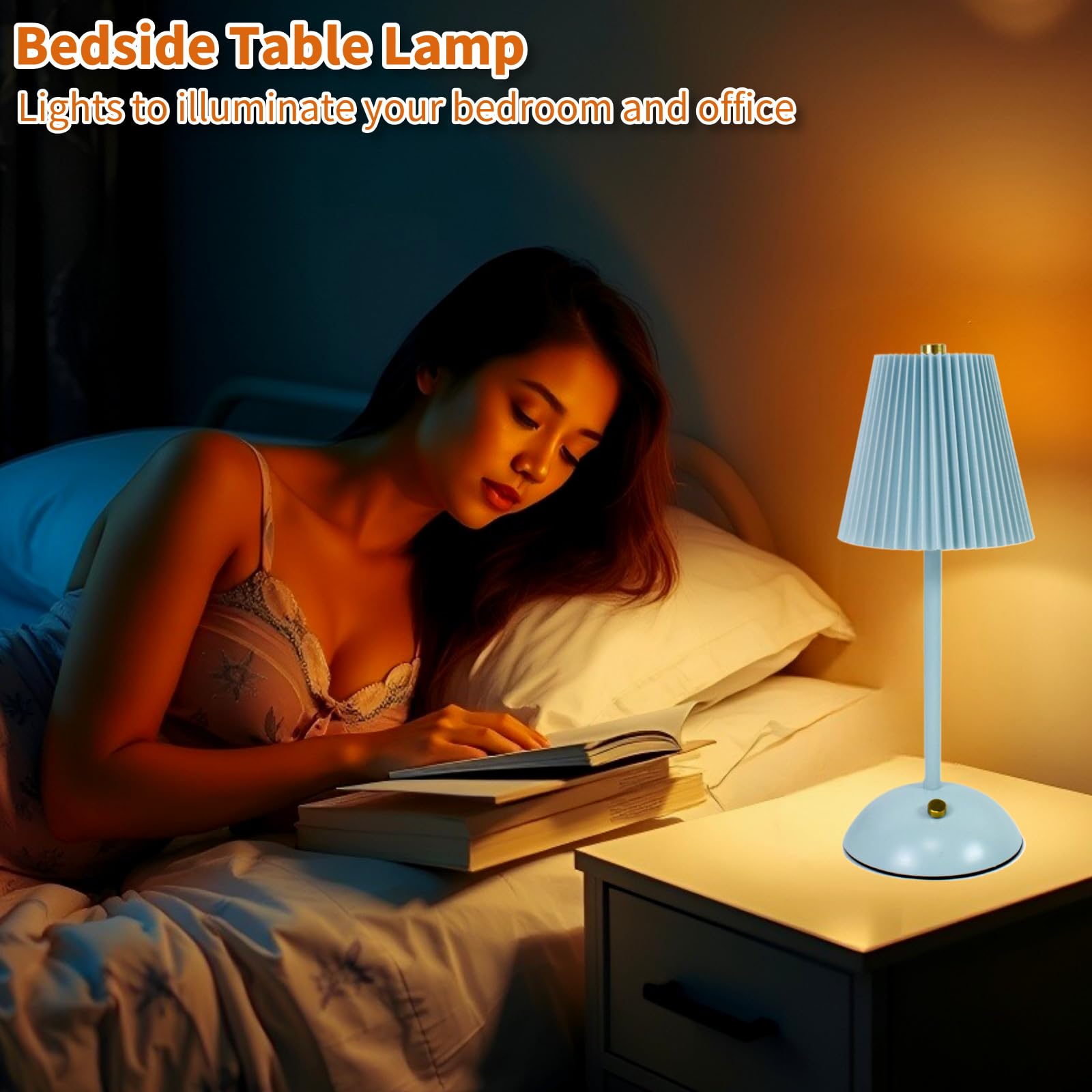 Bezprzewodowa lampa stołowa, 2 sztuki, zasilana bateriami, lampka nocna LED, 3 kolory, ściemniane, ze sterowaniem dotykowym, przenośna szafka nocna, dekoracja małego stołu, do sypialni, baru