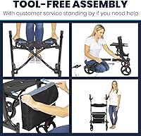 Vista 7 de Vive Mobility Andador Vertical con Asiento - Andador de Pie, Reposabrazos, Resistente, Scooter de Ayuda Médica Plegable para Ancianos, Personas
