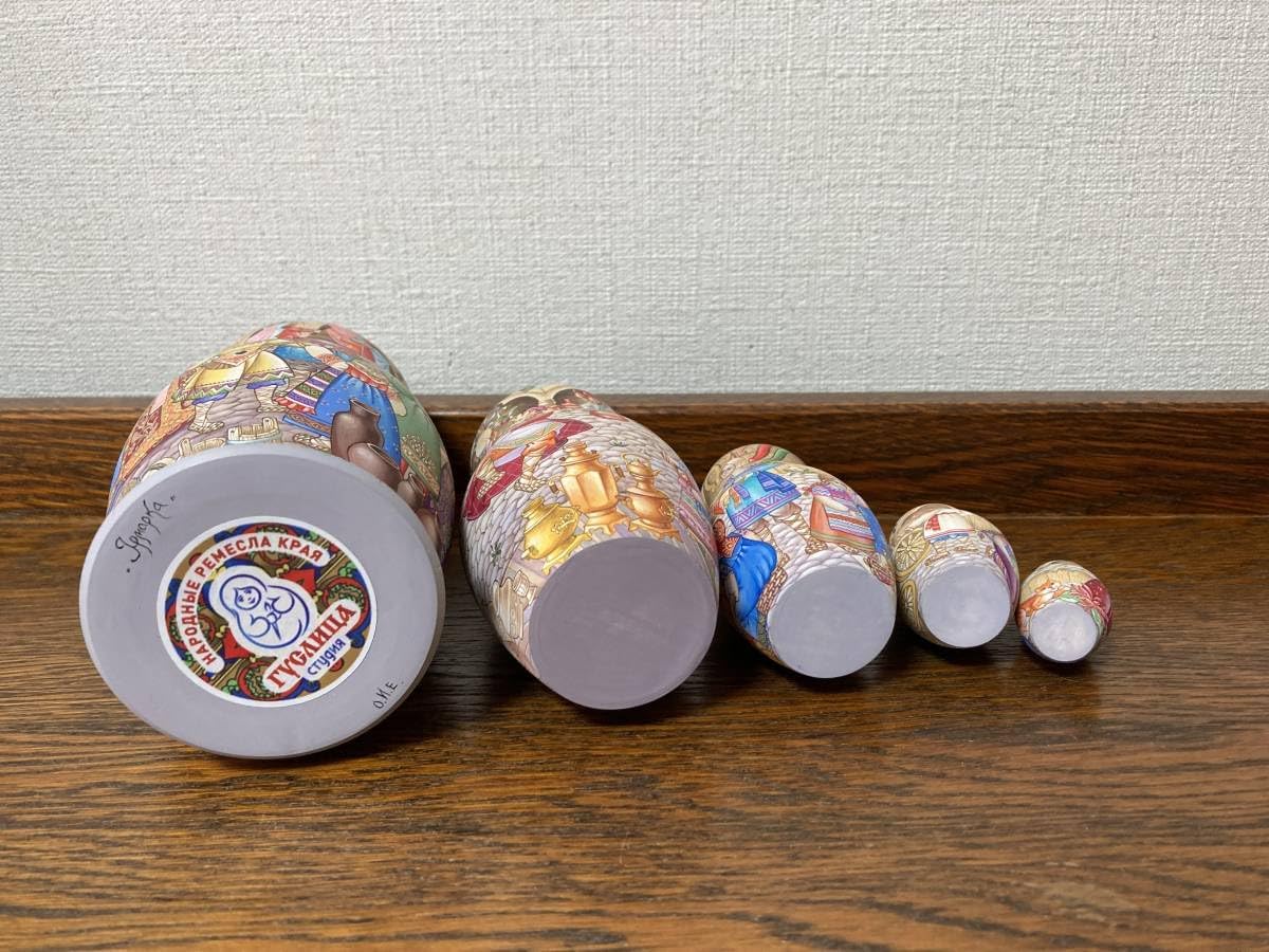 ロシア雑貨☆イコン マトリョーシカ 見本市(5P)H17cmオルガ作コブロフ