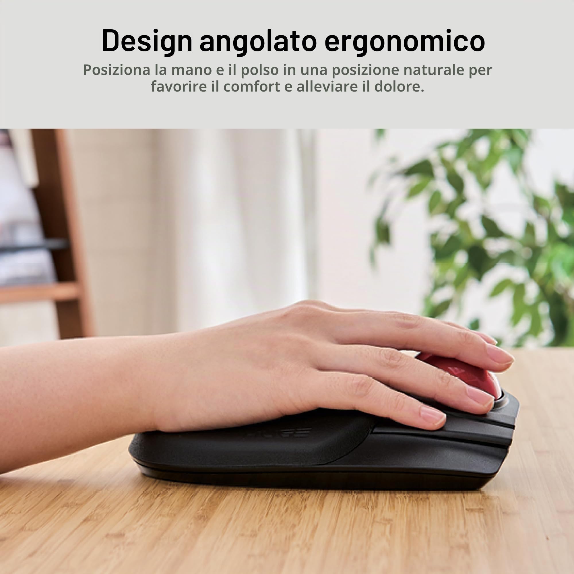 Elecom HUGE Trackball Mouse, 2,4 GHz wireless, controllo delle dita, funzione a 8 pulsanti, poggiapolsi attaccato, palla rossa liscia da 52 mm, Windows11, MacOS (M-HT1DRBK)