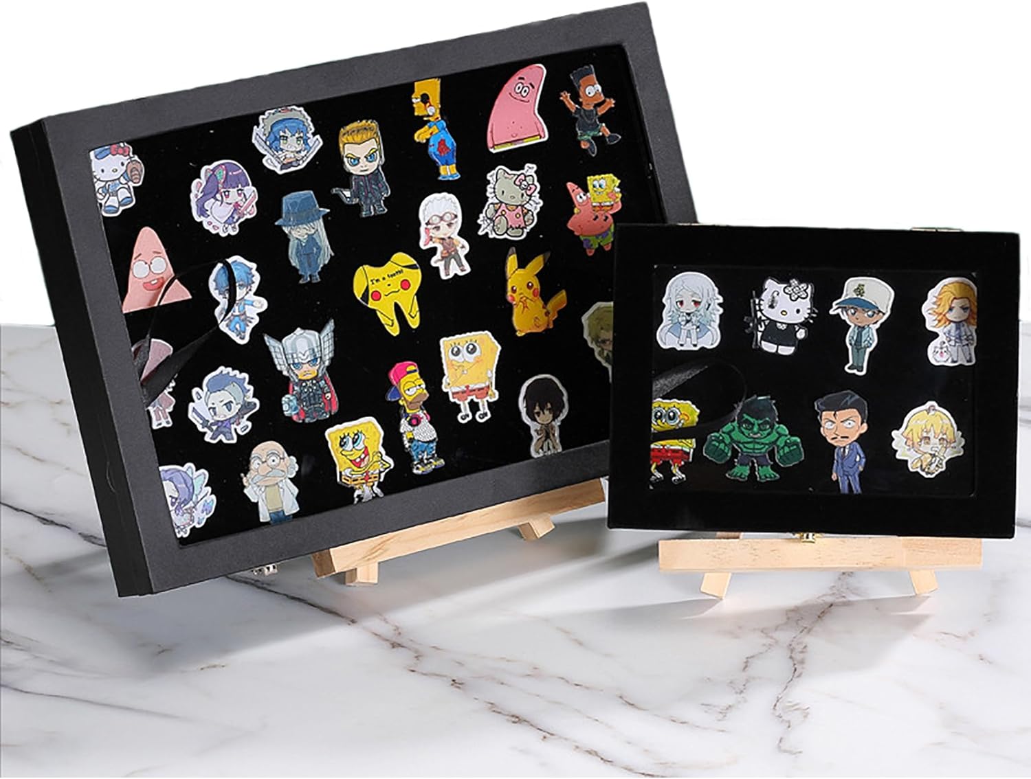 Badge Display Box - 13.8 X 9.5 X 2.0 Inches Pin Display Case -Glass Top Collection Display Case for Breastpin, Medal, Badges, Ribbons, Brooch, Jewelry