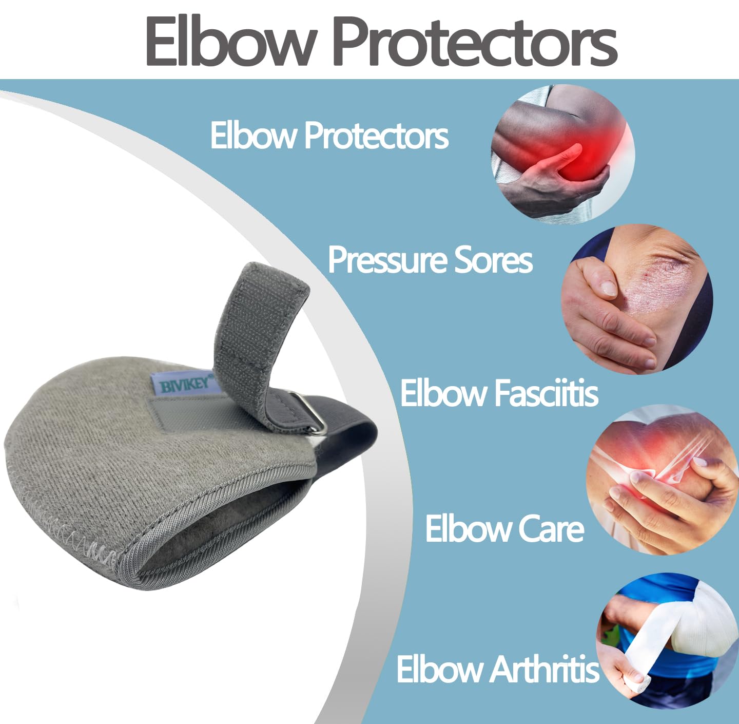 2 Pcs 100% Wool Short Plush Elbow Pressure Sores Protector Arm Pads Adjustable Suitable for Office Home Elderly Care and Medical Institutions Unisex LightGray