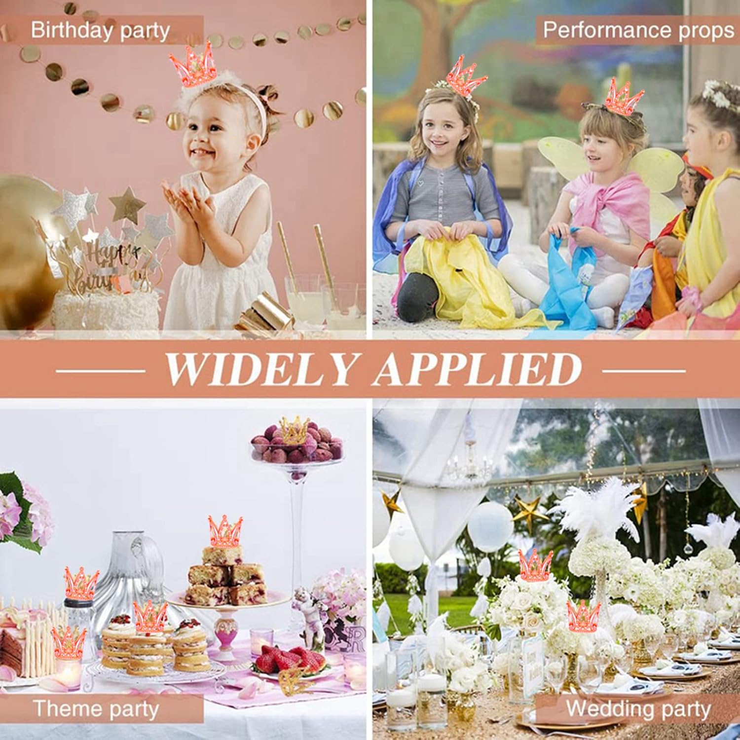 MEMOVAN Crown Cake Topper 12pcs Mini Rose Gold Crown Tiny Crown Tiara Cake Ornaments Mini Baby Crown Cake Cupcake Decoration for Wedding Birthday Bridal Baby Shower Queen Princess Cake Photo Party
