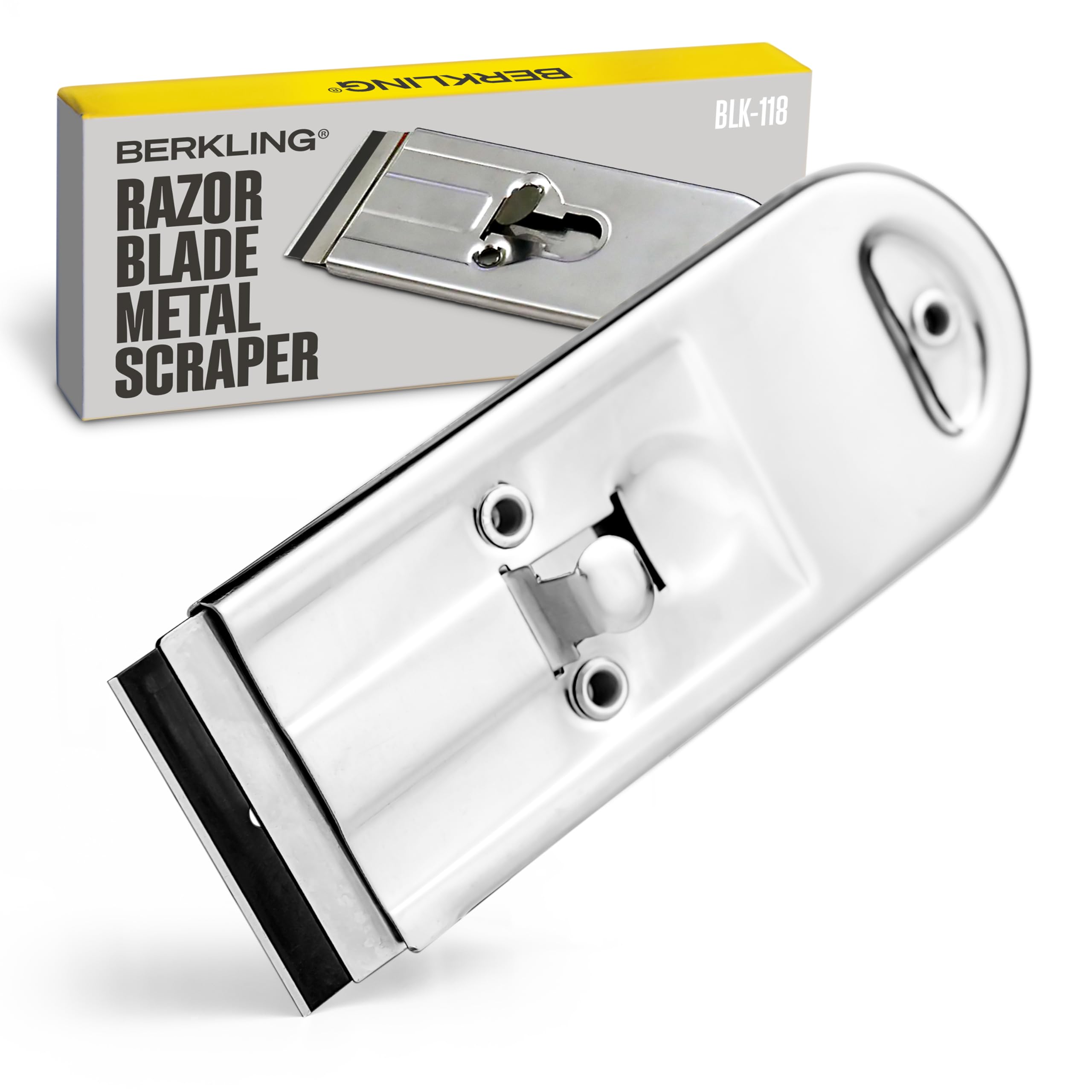 Berkling Retractable Razor Blade Scraper, Stainless Steel for Stickers