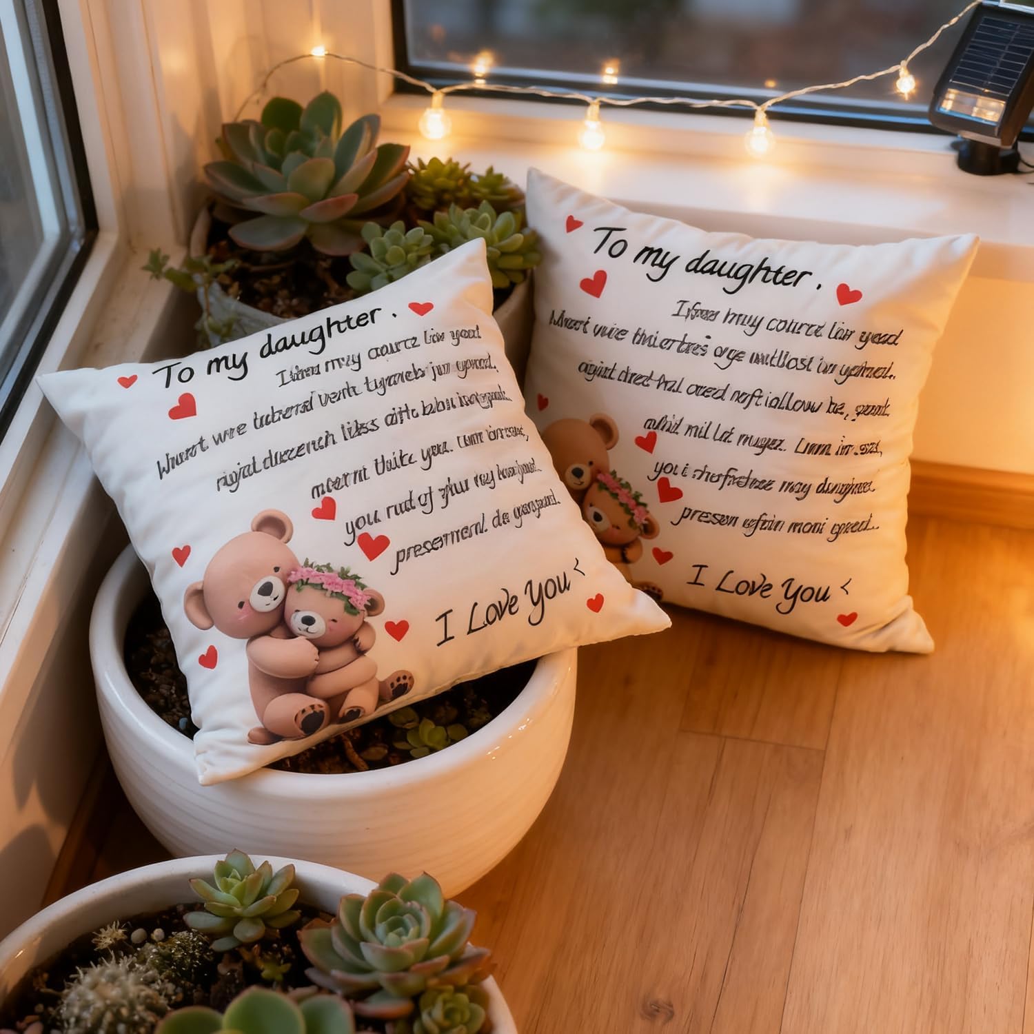 to My Daughter Throw Pillow Cover, 18 x 18 Inches - Girl's Birthday Gift, Parent-Child Interaction Gift, Decorative Cushion Case for Bedroom & Sofa, A Gift from Mom and Dad (Daughter)