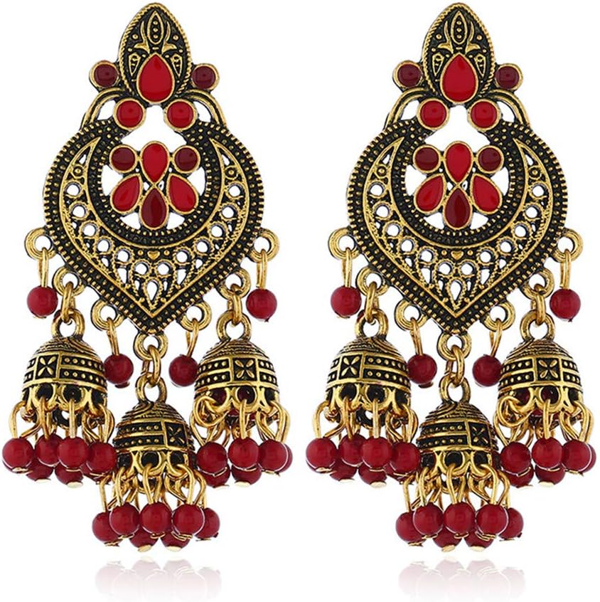 ASHMITABohemian earrings unique alloy tassel bells earrings exotic porcelain beads fashion earrings for women