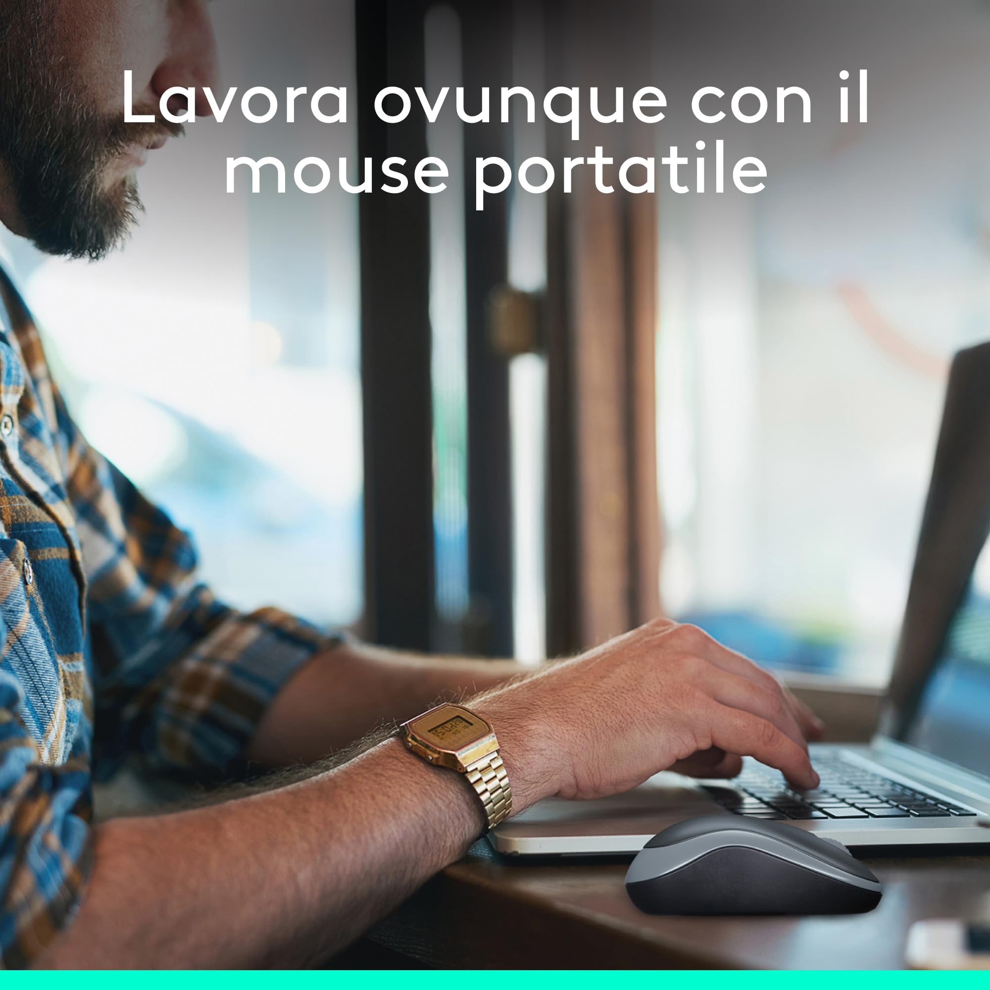 Logitech M185 Mouse Wireless, 2,4 GHz con Mini Ricevitore USB, Durata Batteria di 12 Mesi, Tracciamento Ottico 1000 DPI, Ambidestro, Compatibile con PC, Mac, Laptop - Grigio