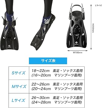 Reef Tourer RF0106 Snorkeling Snorkeling Fins, Strap Fins, Foot Fins, Lightweight, Compact