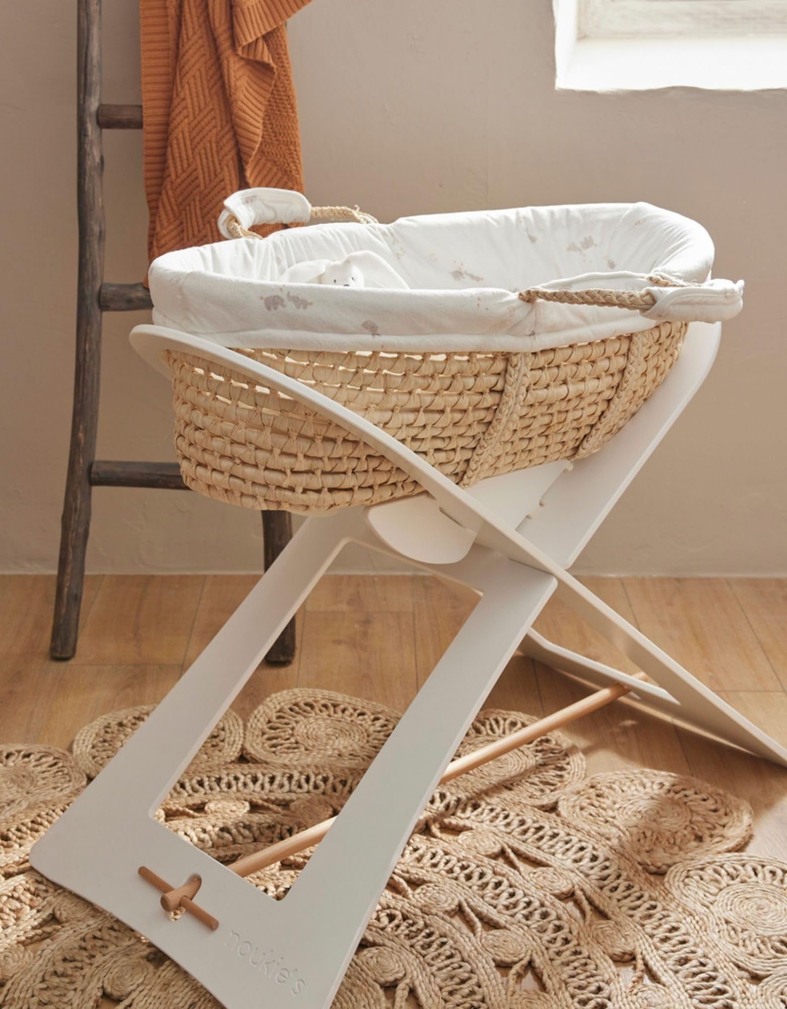 NOUKIE'S - Couffin pour bébé avec Habillage - Ecru - Veloudoux - Bali, Moka & Snow