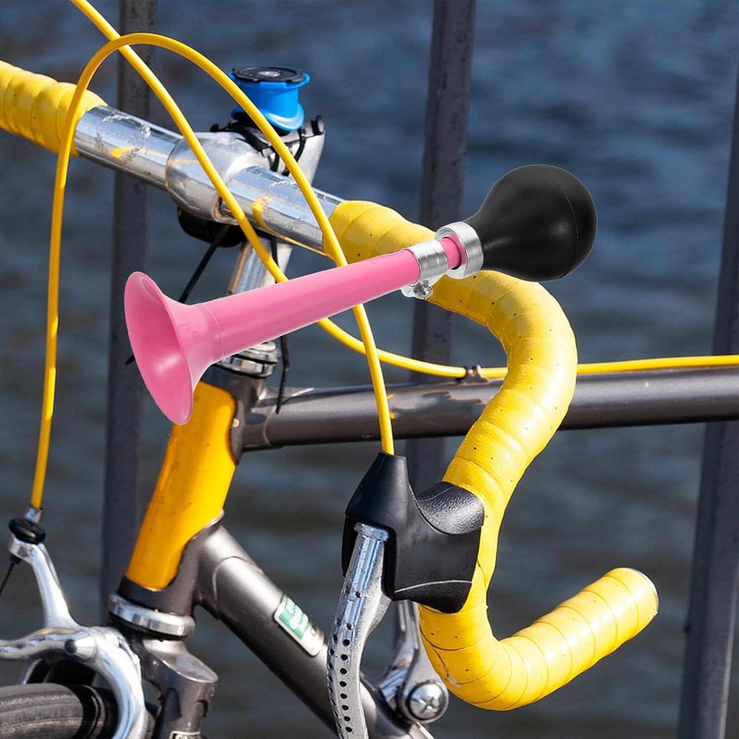 Metal Bicycle Air Horn Loud Bike Horn for Adults Accessory for Mountain Bikes Scooters Cycling Safety (Pink)