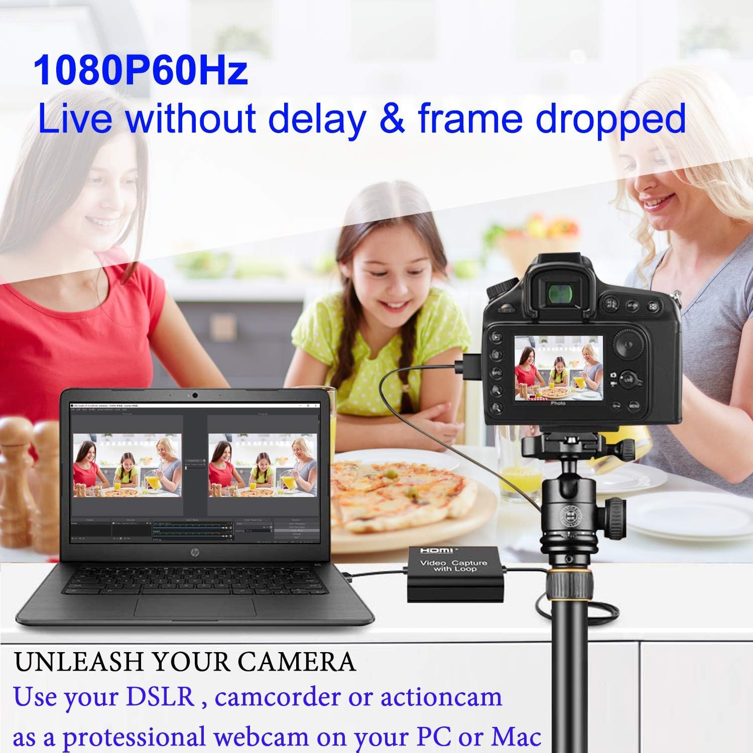 DSLR Camera connected to laptop via ORIVISION UCH602
