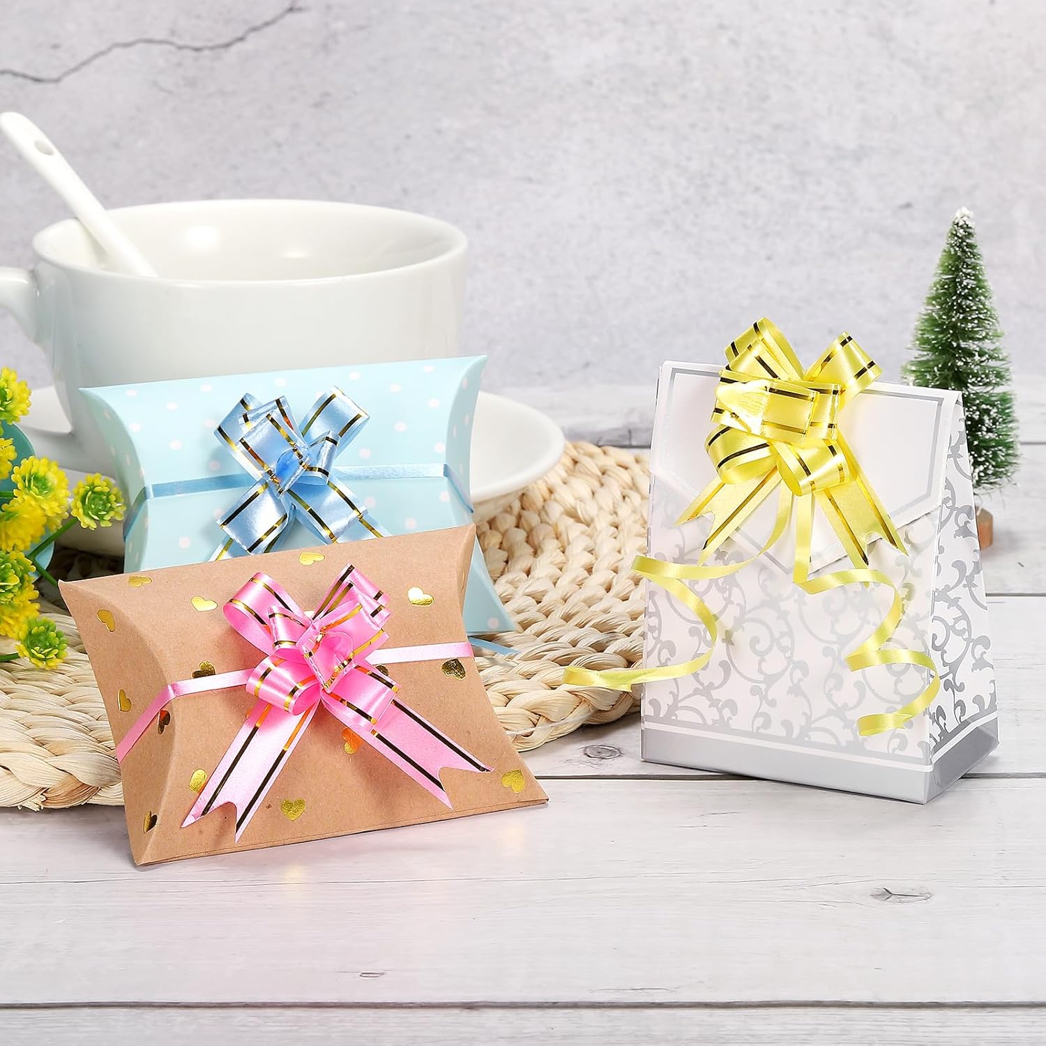 PATIKIL Gift Pull Bows, 100 Pcs Baskets Present Wrapping Bows Gold Thread Style Christmas Bow Gift Bows Bulk for Birthday Party, Black - Image 5