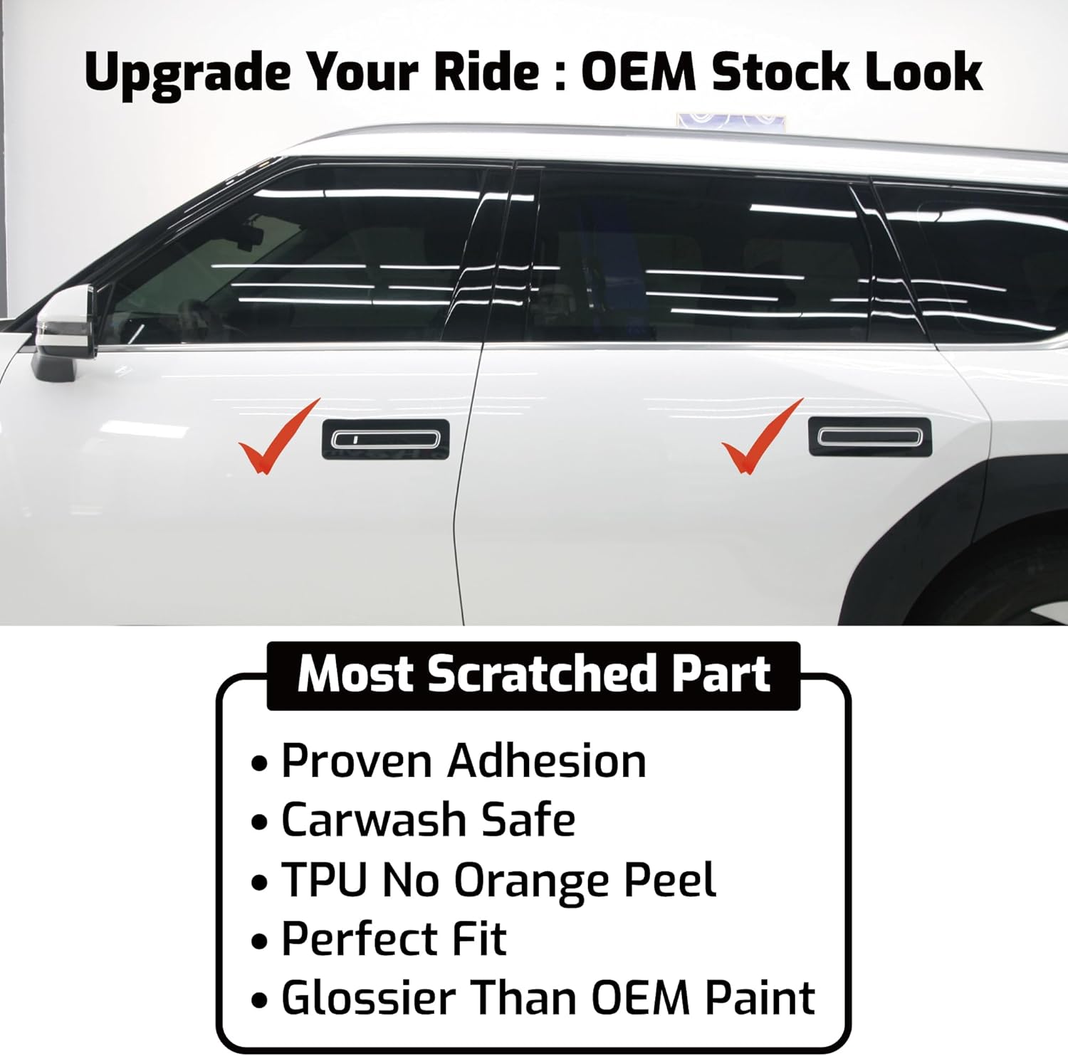 [ARMOR UP] 4+2 Practice pcs. Cutout DoorHandle & Surround Sticker Wrap Compatible with 2023-24 Kia EV9 Accessories | Paint Protection Film Kit | 7.5mil-TPU Paint Shield Cover Set | Black Gloss Finish