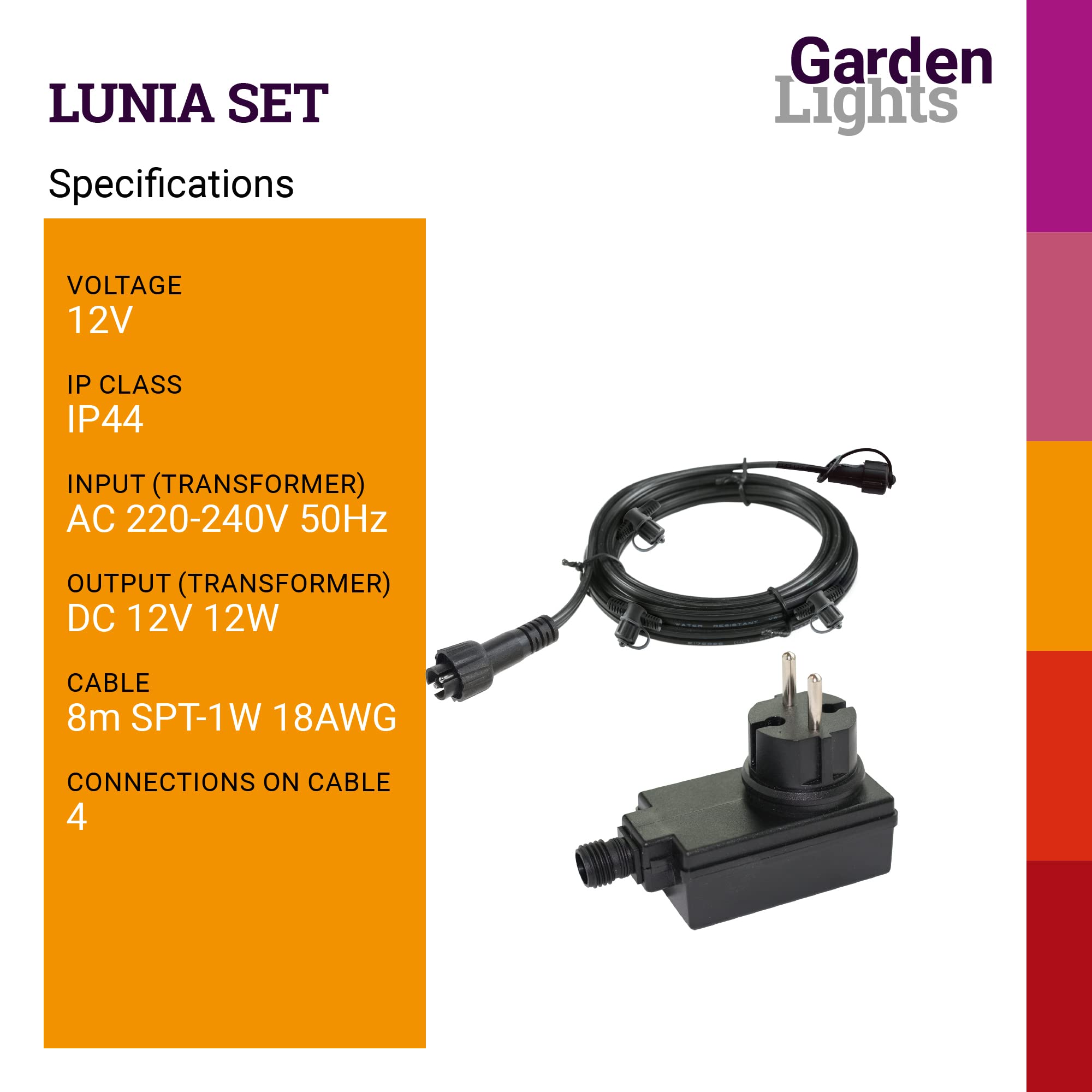 Garden Lights® Sockelleuchte Set Lunia - 12v 1W LED - IP44 Edelstahl - verwendung mit Erdspieß - geeignet für jeden Gärten, Wege oder Einfahrt