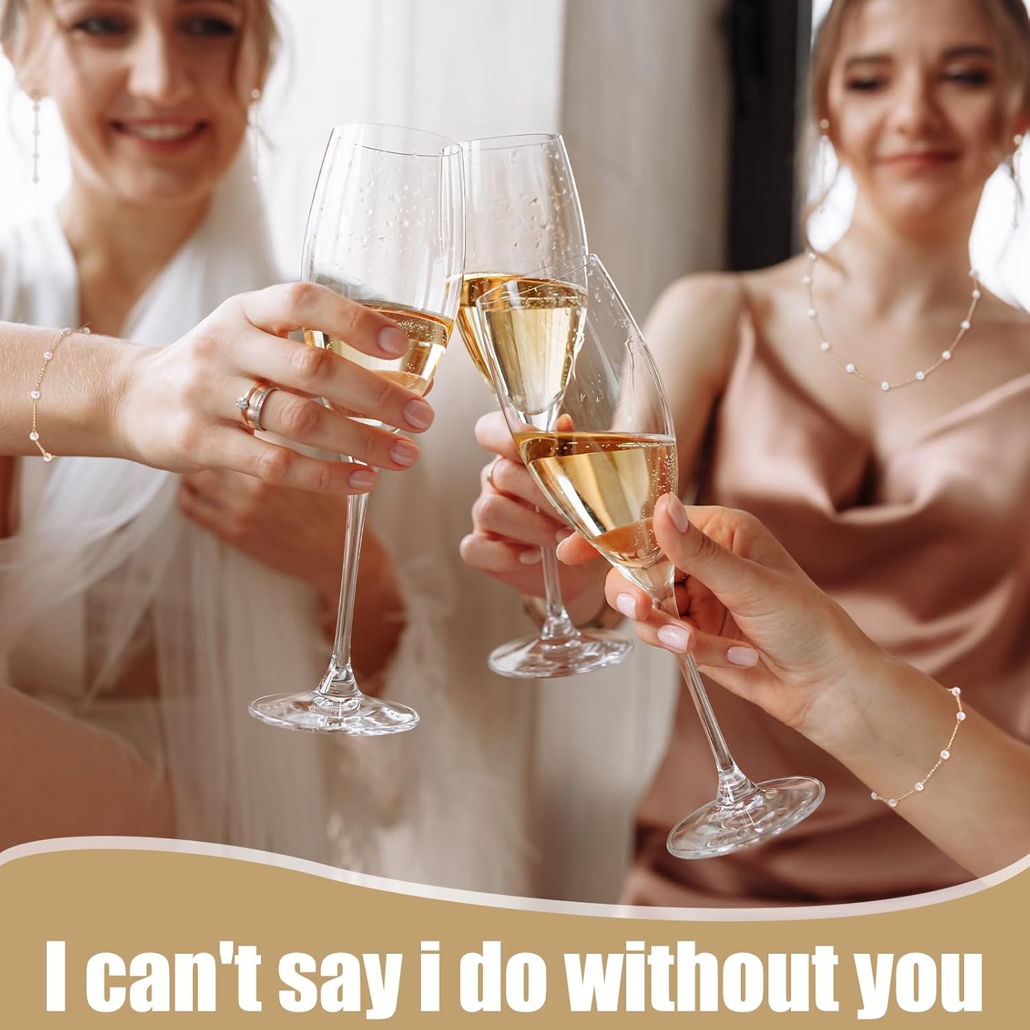 48 Pcs Bridesmaid Proposal Gift Jewelry Pouch Including Bridesmaid Bridal Scrunchies Pearl Hair Claw Clips Pearl Necklace Bracelet Earrings Suitable for Wedding - Image 5