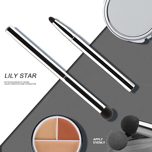 Miniatura 5 de Lilystar Juego de brochas 4 en 1 para corrector debajo de los ojos, cepillo iluminador de ojos, pequeño ángulo de precisión, cepillo de maquillaje,