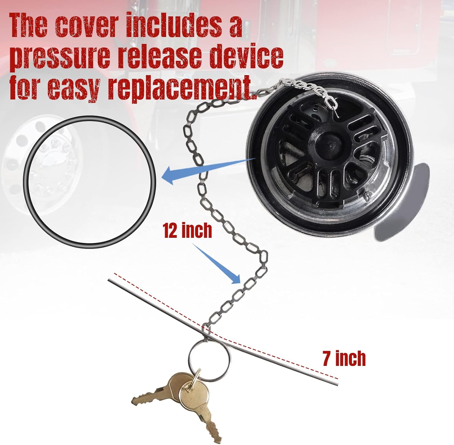 1Pcs Locking Diesel Fuel Cap 4" Compatible With Peterbilt Semi Trucks 1972-2017 Aluminum Fuel Tank Cap Lock Replacement for 379 389 579 11-04859-100 11-04859-200 572.1015 600212 Silver