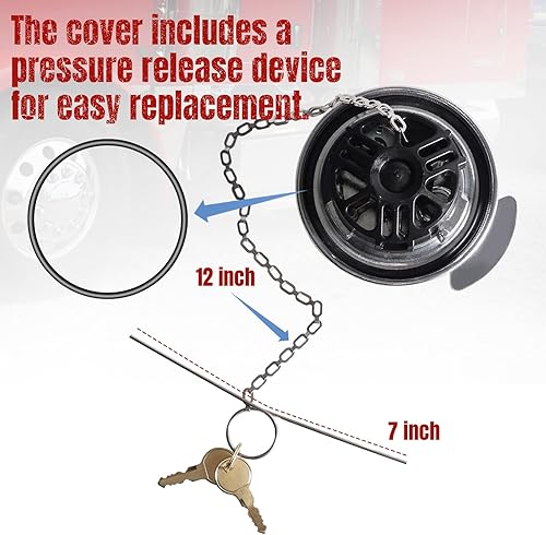 Miniatura 6 de Tapa de combustible diésel de bloqueo de 4 pulgadas compatible con Peterbilt Semi Trucks 1972-2017 Reemplazo de tapa de tanque de combustible de