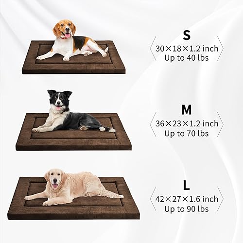 Vista 24 de WESTERN HOME Cama para perro para jaula, cama para perros mediano/grande con felpa suave y ondulada, cómoda almohadilla antideslizante, lavable