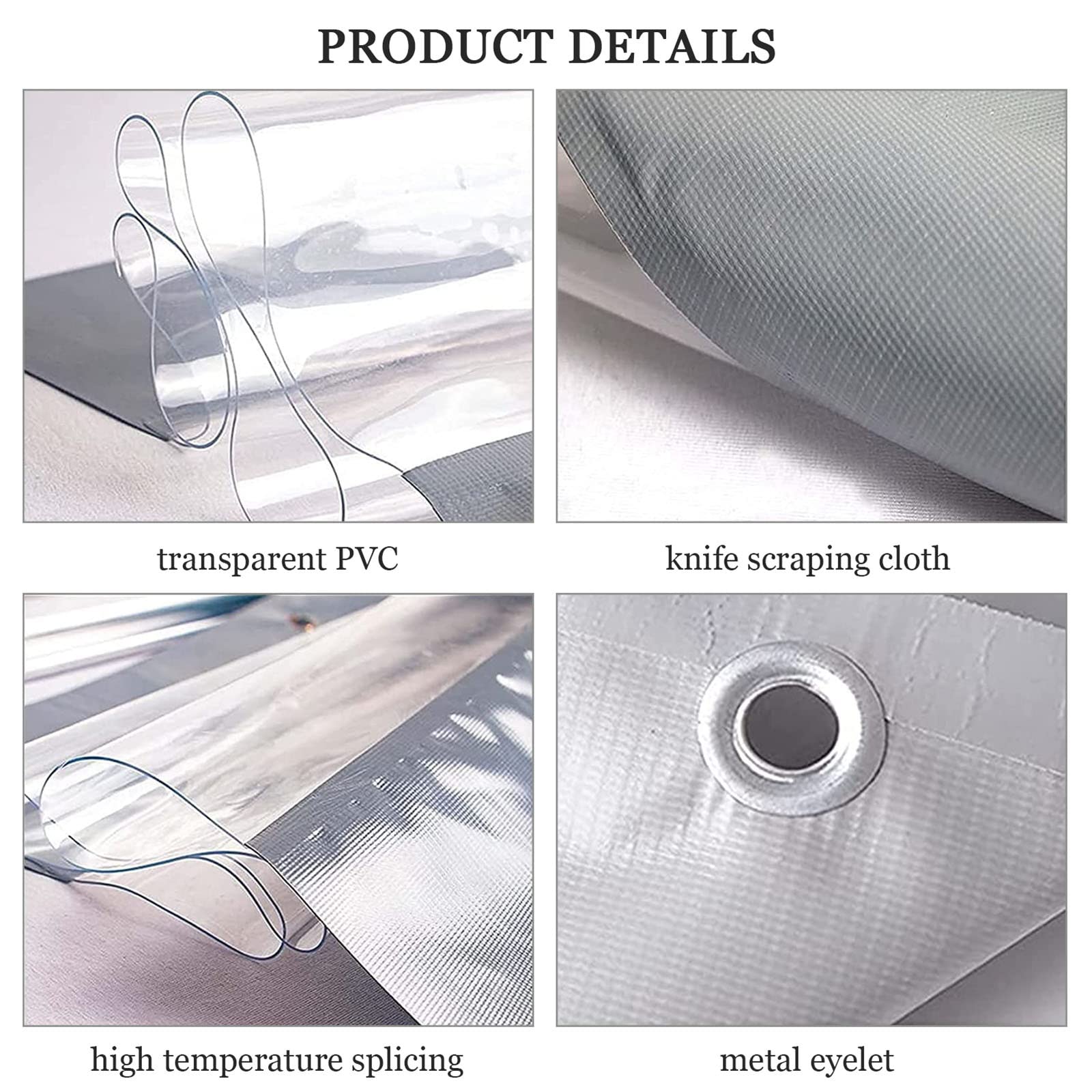 Tende trasparenti impermeabili in telone – Pannelli laterali per pergola esterna, telone in PVC resistente alle intemperie, divisorio trasparente con occhielli, dimensioni: 1,2 x 2 m