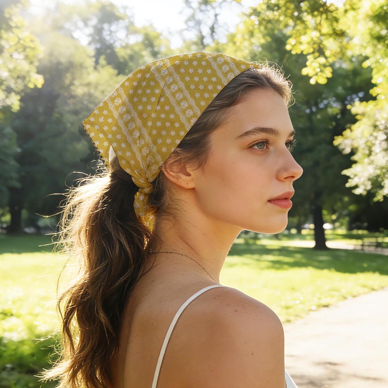 Large Cotton Bandana Headband for Women, Floral Hair Neck Scarf, Soft Head Wrap, 27 inch Square Scarf