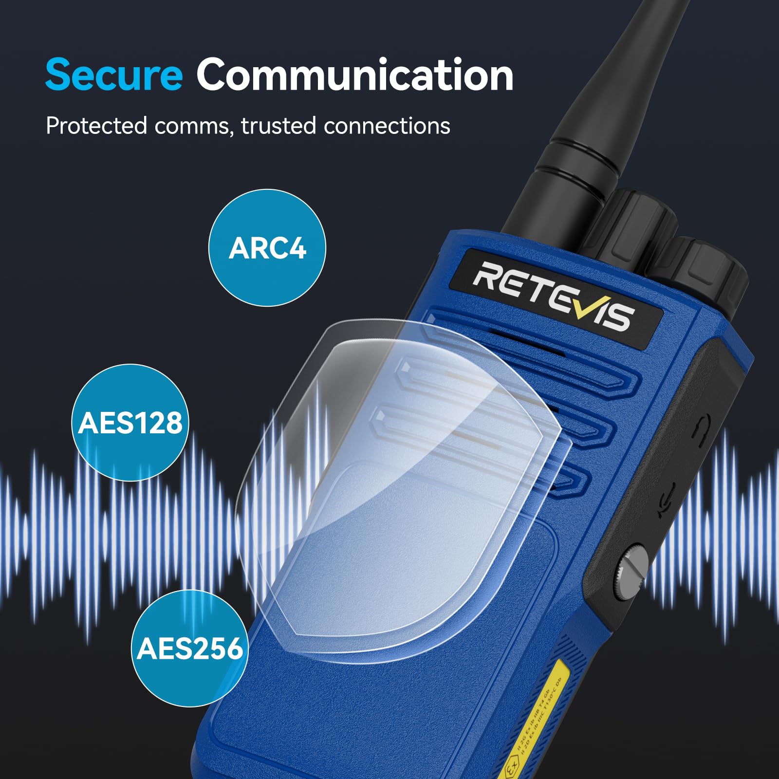 Retevis MateTalk E1 Explosionsgeschützter Walkie Talkie, IP68 Funkgerät | 2-Weg-Funk mit Notfallalarm, Unterstützt DMR- und NXDN-Digital Modi, 2450mAh, für Raffinerien (Blau, 1 Stück)