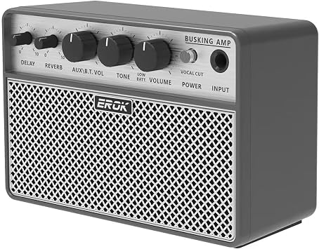 EROK Mini Electric Guitar Amp, Portable Amplifier with 3.5mm Headphone/AUX Input, Compact Design for Practice & Small Gigs Acoustic Busking Amp