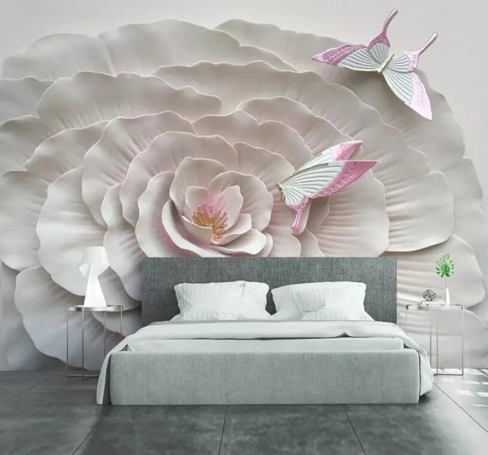 Exquisite Relief Three Dimensional Flowers Butterflies 3D Wallpaper Easy Install Feature Office Living Room Sofa Bedroom TV Background Wall Decoration-350cm×256cm