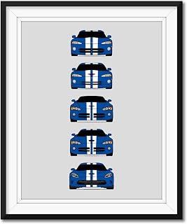 Dodge Viper Generations Inspired Poster Print Wall Art Handmade Decor of the History and Evolution of the Viper R/T GTS SRT10 (Unframed)