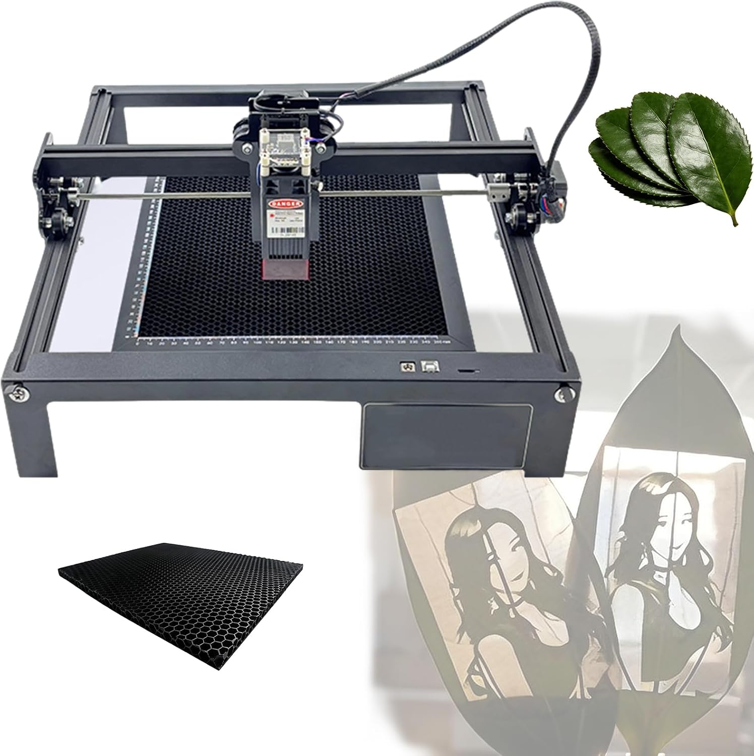 High-Precision Desktop Engraving Machine, 450 × 400 mm DIY Engraver and Cutter for Leaves, Wood, Metal, Acrylic and Glass