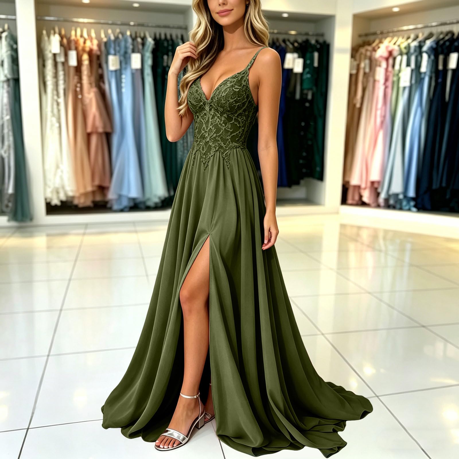 Vestido Fiesta Largo Mujer Elegante Maxi Ajustado Sin Mangas Cuello Cuadrado Abertura Bodycon Noche Formal Cóctel Graduacion Invitada con Detalle De Hombros Descubiertos para Ceremonias Formales