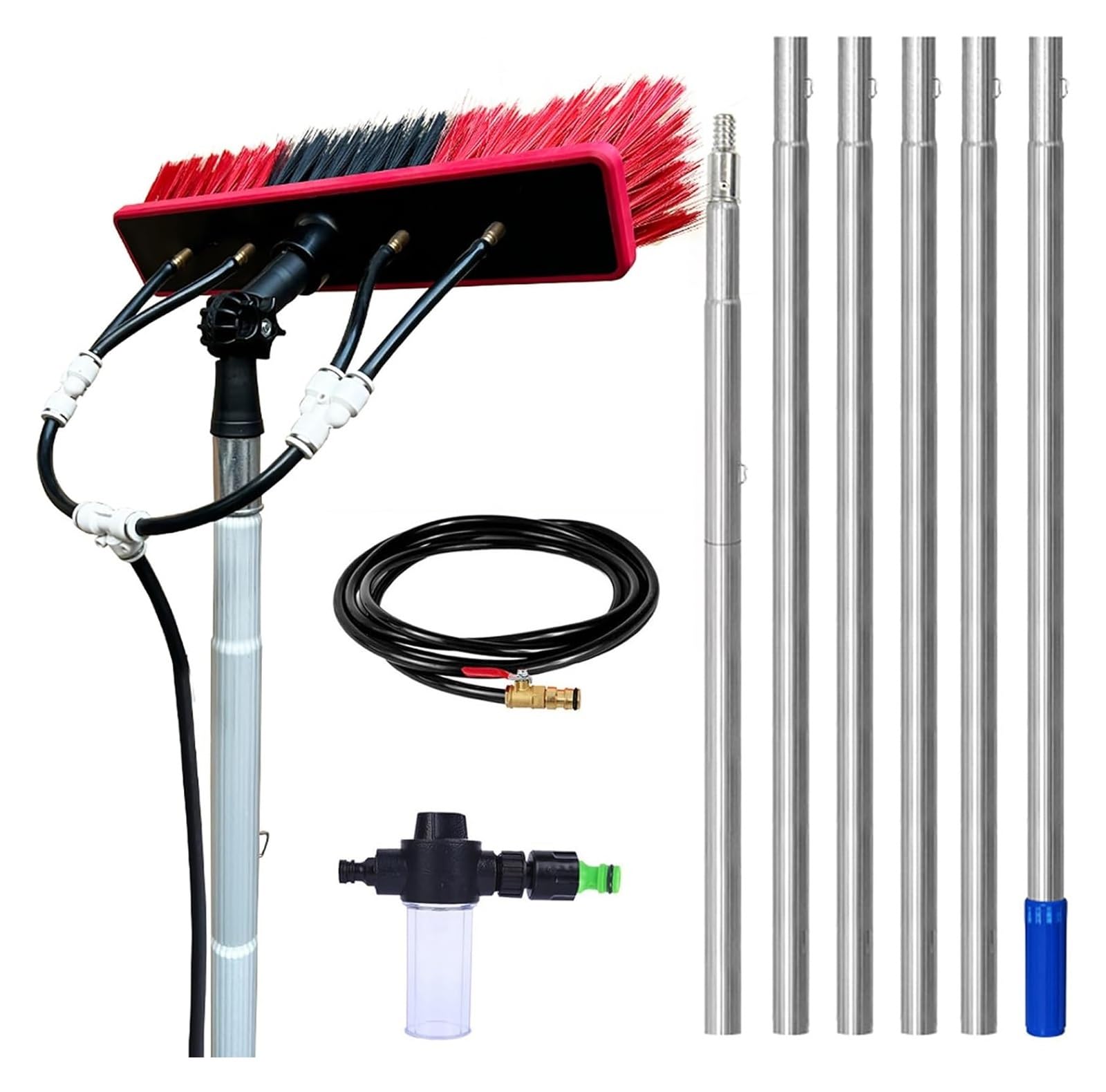 Telescopic Cleaning Brush Extendable Water-Fed Pole Adjustable Angle(35cm Brush,3m)