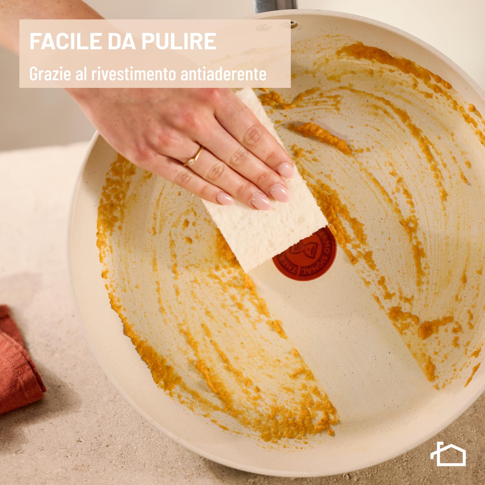 Lagostina Brezza, Casseruola Fonda con Manico Lungo Antiaderente Ø 16 cm, Rivestimento Mineralia, Indicatore di Calore Thermo-Signal, Manico Rivettato, Compatibile con Induzione