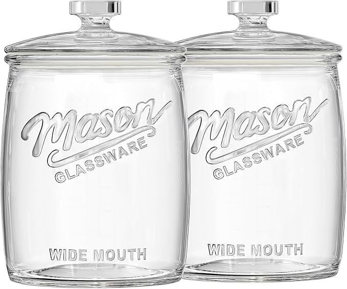 Folinstall 1 Gallon Glass Cookie Jar, Large Glass Jar with Airtight lid, Glass Food Storage Container for Cookies, Candy, Flour, Dog Treats, Coffee, Laundry Room Storage & Pantry