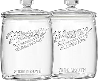 Folinstall 2 Pack 1 Gallon Glass Cookie Jar, Large Glass Jar with Airtig...