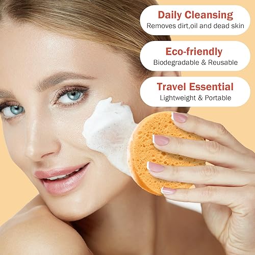 Miniatura 4 de 300 esponjas faciales comprimidas, esponjas faciales naturales para la limpieza, esponjas de limpieza facial, almohadillas exfoliantes para limpieza