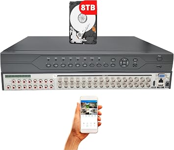 Evertech 32 Channel Digital Surveillance Recorder H.265 Hybrid 4in1 HD AHD TVI CVI Analog CCTV Security DVR with 8TB HDD