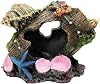 SLOCME Aquarium Broken Barrel with Conch Decorations - Betta Cave Hideout Fish Tank Barrel Ornament