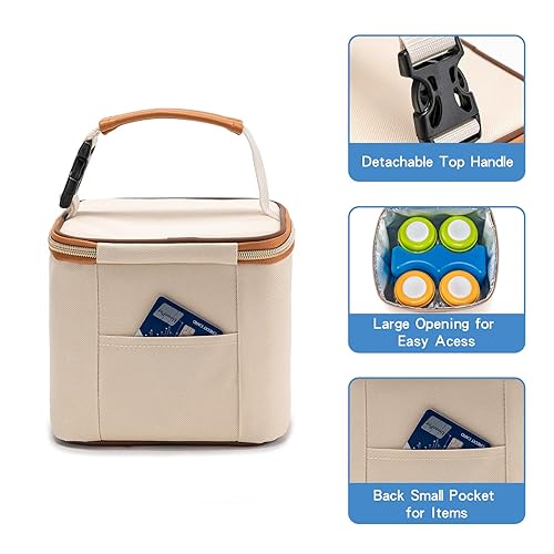 Miniatura 4 de Bolsa enfriadora de leche materna con bolsa de hielo para 4 biberones de hasta 5 onzas, bolsa enfriadora de biberones ideal para madres lactantes,