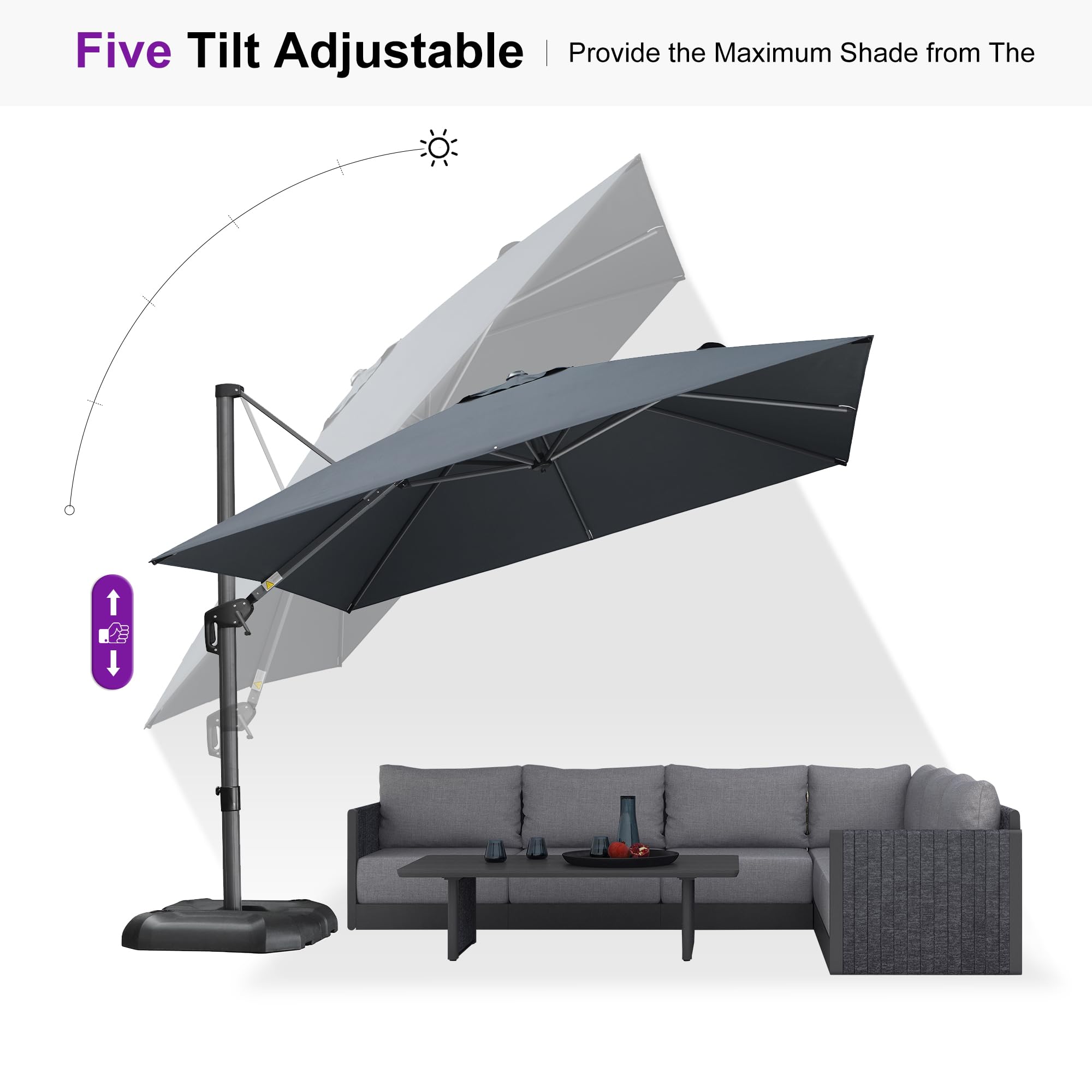 amazon umbrellas patio Aok Garden Red 10FT LED Cantilever Umbrella with Solution Dyed Fabric and 360 Rotation Amazon Exclusive! one_size