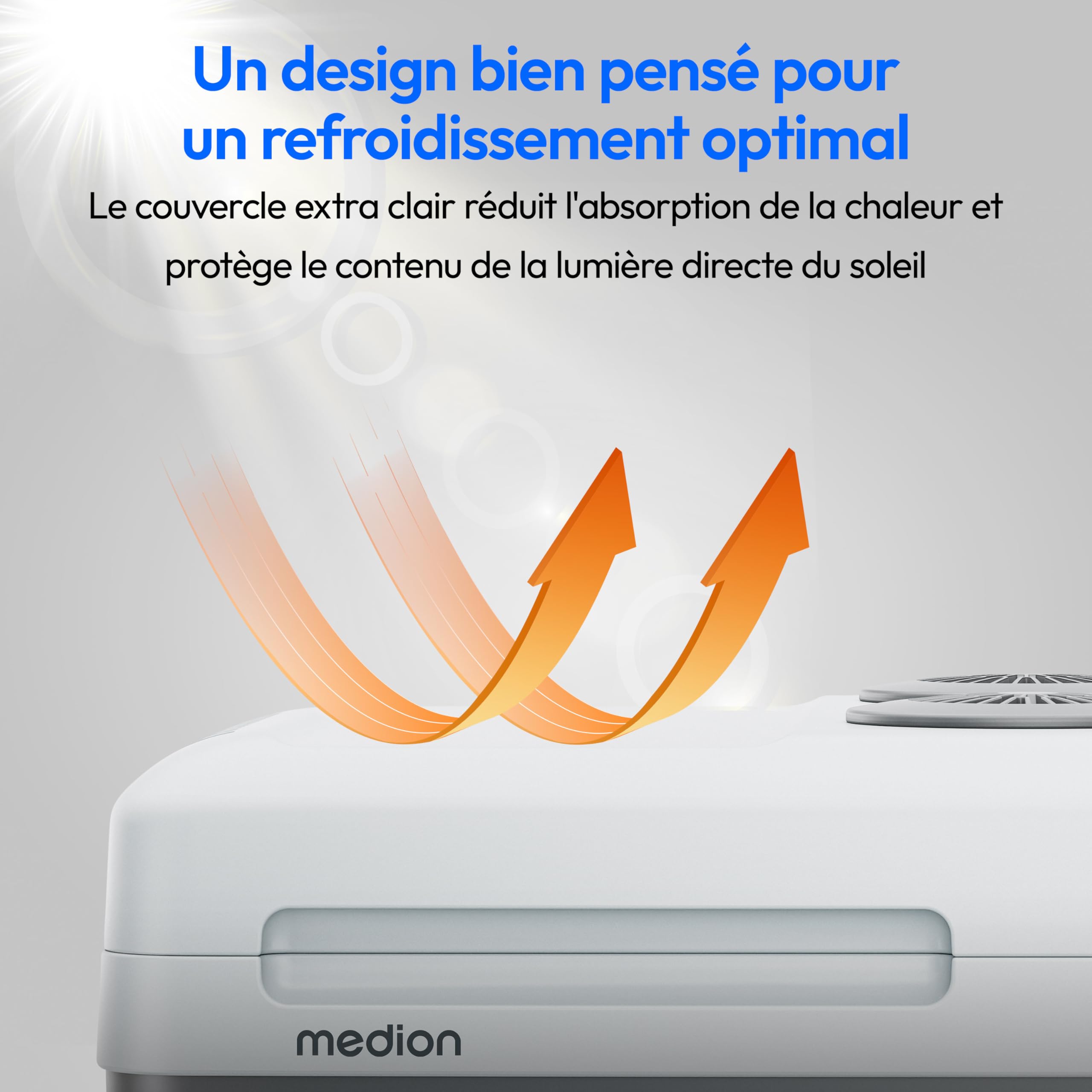 MEDION Glacière mobile avec fonction chauffage (électrique, 2 en 1 : refroidissement et chauffage, 40 litres, connexion 3 en 1 5 V USB, adaptateur 230 V et 12 V pour voiture, camping, vacances, jardin